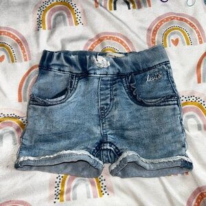 Levi's Blue Denim Shorts with Distressed Cuffed Hems
